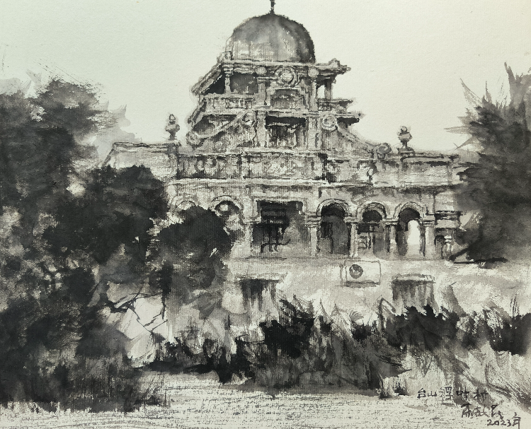 《台山写生》之一，45x39cm，中国画，叶献民.jpg