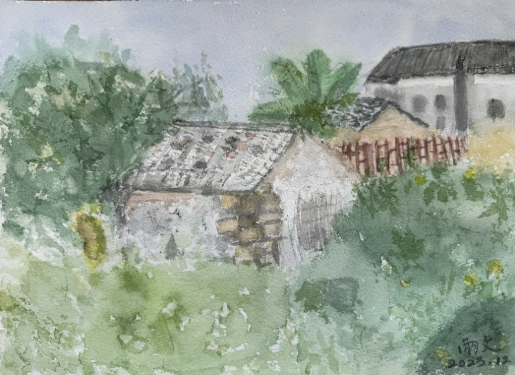 《民居》，23X31cm，水彩画，陈倩雯.jpg