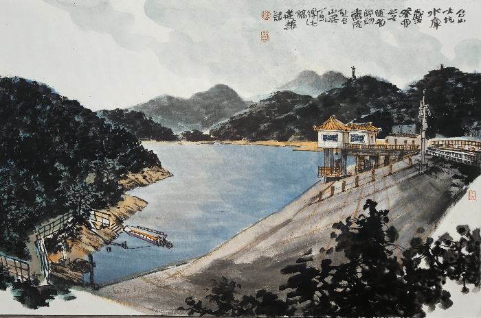 台山大坑水库（水墨写生），68X45cm，梁建华.jpg